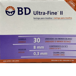 SERINGA BD INSUL FINE 8MM 30U C/100