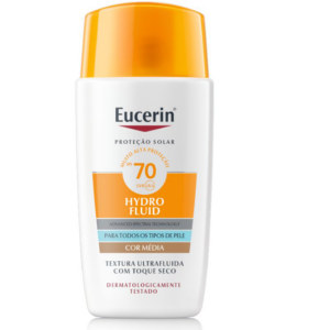 PROTETOR SOLAR FACIAL EUCERIN HYDRO FLUID COR MEDIA FPS70 50ML