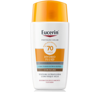 PROTETOR SOLAR FACIAL EUCERIN HYDRO FLUID COR ESCURA FPS70 50ML