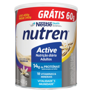COMPOSTO LACTEO BAUNILHA NUTREN ACTIVE LATA LEVE 400G PAGUE 340G