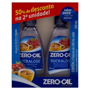 ADOCANTE ZERO-CAL LIQUIDO SUCRALOSE 100ML 50% NA SEGUNDA UNIDADE C/2