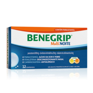 BENEGRIP MULTI NOITE COM 12 COMPRIMIDOS