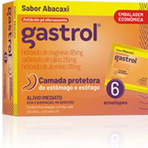 GASTROL 185MG ABACAXI CAIXA 6 ENVELOPES 5G CADA PO EFERVESCENTE EMBALAGEM ECONOMICA