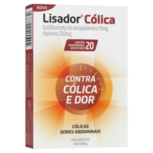 LISADOR COLICA BUTILBROMETO DE ESCOPOLAMINA 10MG + DIPIRONA MONOIDRATADA 250MG CAIXA 20 COMPRIMIDOS