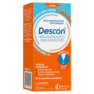 DESCONGESTIONANTE E ANTIALERGICO DESCON 2MG/ML + 2.5MG/ML SOLUCAO GOTAS 20ML