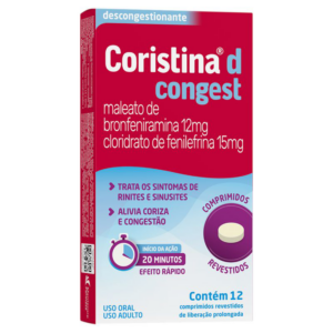 CORISTINA D CONGEST MALEATO DE BRONFENIRAMINA 12MG + CLORIDRATO DE FILEFRINA 15MG 12 COMPRIMIDOS