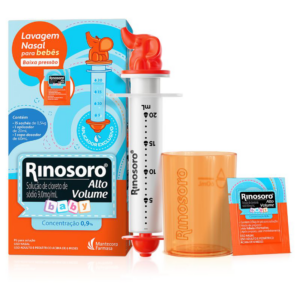 LAVAGEM NASAL RINOSORO ALTO VOLUME BABY CAIXA 15 SACHES 0,54G CADA PO PARA SOLUÇAO + 1 APLICADOR + 1 COPO DOSADOR