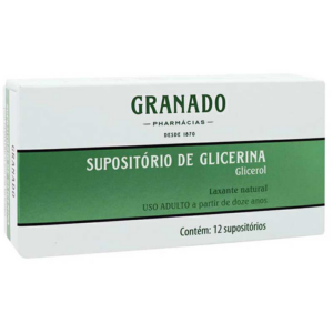 SUPOSITORIO GLICERINA ADULTO GRANADO COM 12 UNIDADES