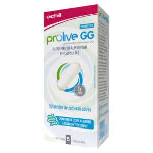 SUPLEMENTO ALIMENTAR PROBIOTICO LACTICASEIBACILLUS RHAMNOSUS PROLIVE GG CAIXA 5 CAPSULAS