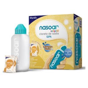 NASOAR INFANTIL 0,9% SOLUÇAO NASAL 15 ENVELOPES + LAVADOR NASAL 120ML