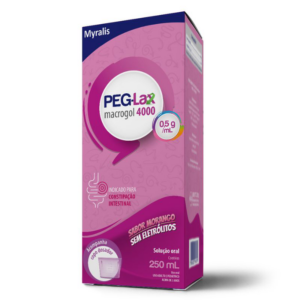 PEG-LAX 0,5G/ML MORANGO MYRALIS PHARMA CAIXA 250ML SOLUÇAO + COPO DOSADOR