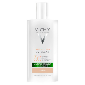 PROTETOR SOLAR FACIAL AQUA FLUIDO ANTIOLEOSIDADE COM COR 2.0 FPS 60 VICHY CAPITAL SOLEIL UV CLEAR FRASCO 40G