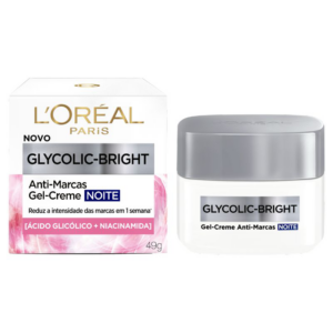 GEL CREME ANTIMARCAS NOITE L OREAL PARIS GLYCOLIC BRIGHT CAIXA 49G